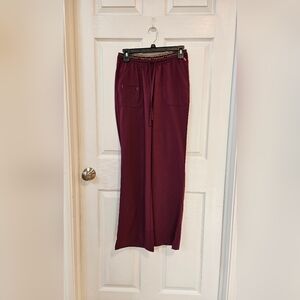 Heartsoul Scrub Pants Wine Burgundy Straight Leg Drawstring Size S